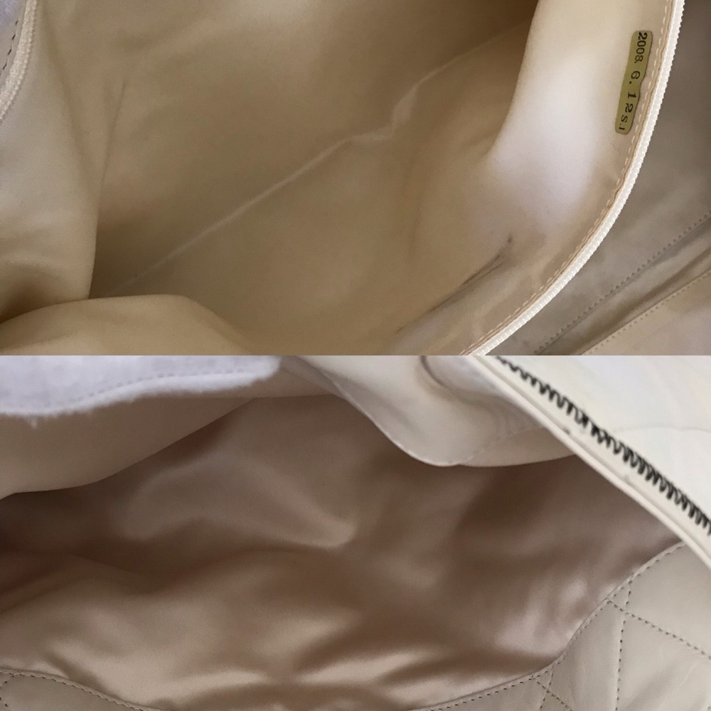 CHANEL Quilted East West Tote Bag Lambskin Silver Harware Cream Color - Picture 15 of 16